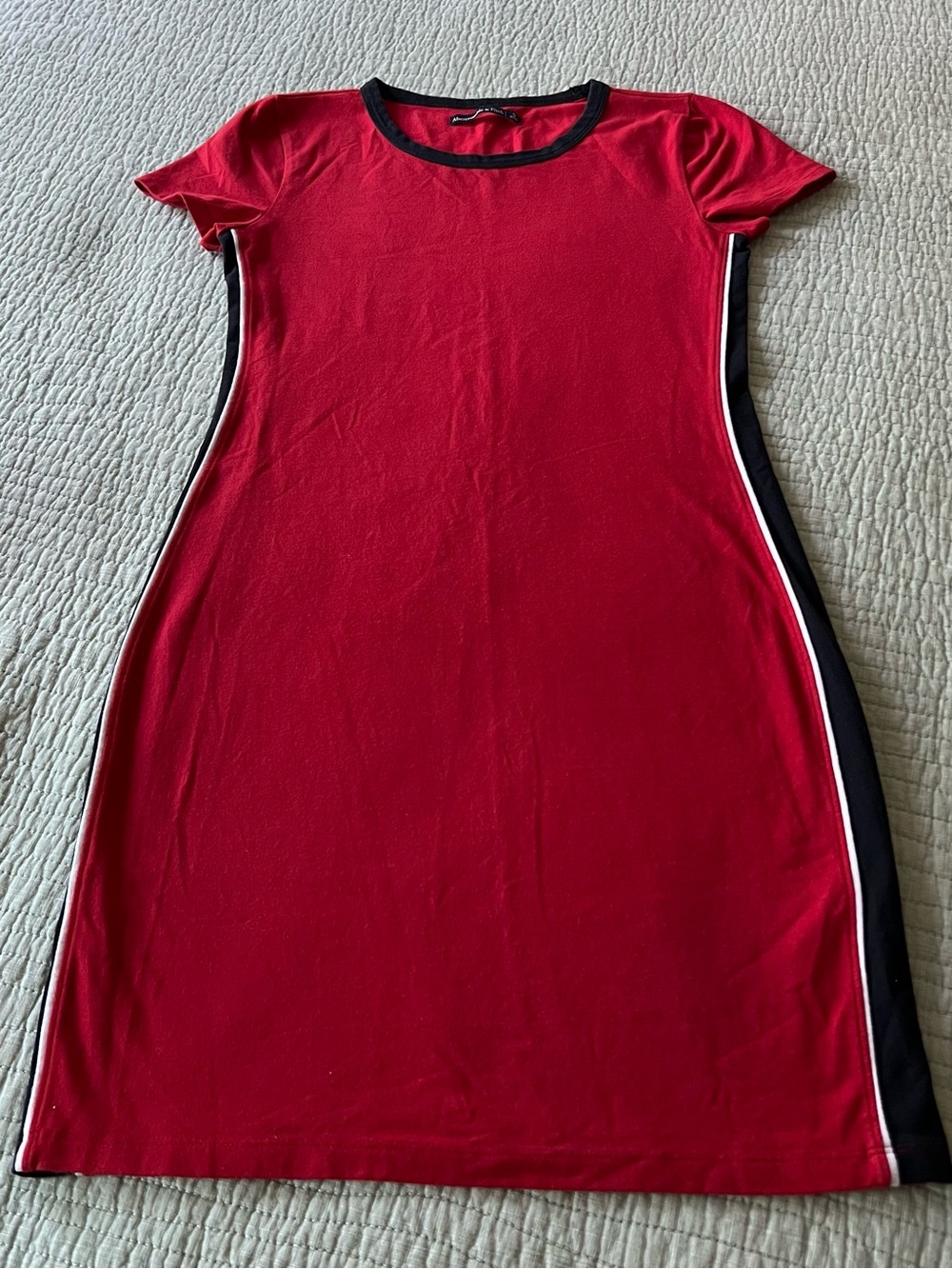 Abercrombie & Fitch Red Knit Mini Dress with Black and White Trim